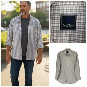 David Donahue Sz 15.5-32 Cotton Small Check Button Down Casual Dress Shirt